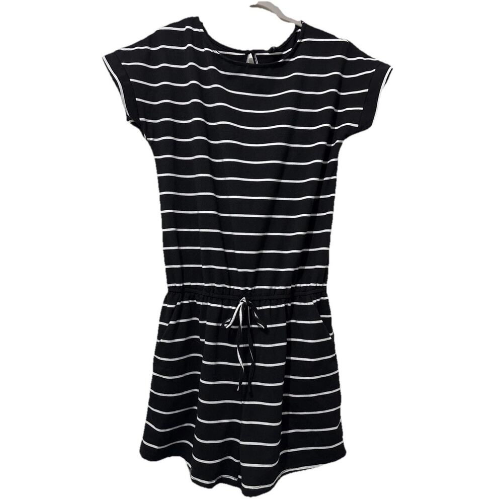 ANRABESS Short Sleeve Shorts Striped Jumpsuit Romper Pockets Black White Size M